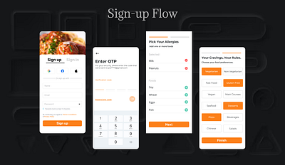 📱Signup Flow Insights - In a food app 🍕 app design figma foodapp foodapp ui mobile screens screens signin signup signupflow ui uiux ux