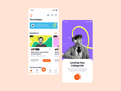 A community app to find your crowd 👀 app branding colors digital event event design graphic design human illustration interface design logo mobile product product design typography ui