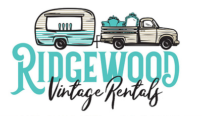 Ridgewood Vintage Rentals Logo blue boutique brown design graphic design illustration logo print truck typography vector vintage visual identity