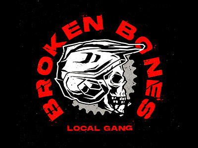 BROKEN BONES / MTB badge bike branding character design drawing graphic design illustration lettering logo mtb procreate skull texture truegrittexturesupply typography vector