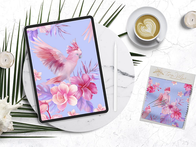 Cockatoo watercolor pattern beach design fashion flowers garden hibiscus moda ormanent parrots pattern seamless summer tanya vollar tropical watercolor