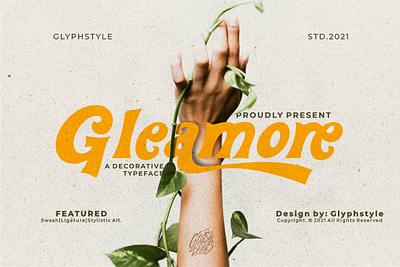Gleamore Display Font bold cursive decorative display gleamore display font sanserif swash variant