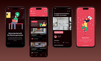 Roomie- Rooms and roommates finding application mobile application roommatefinding roomsfinding ui user experience user interface