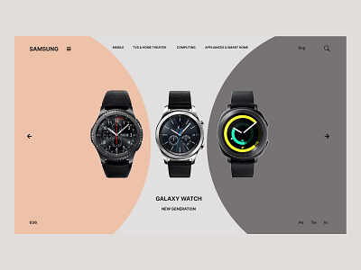 The first screen of the landing page for samsung galaxy watch design ui ux