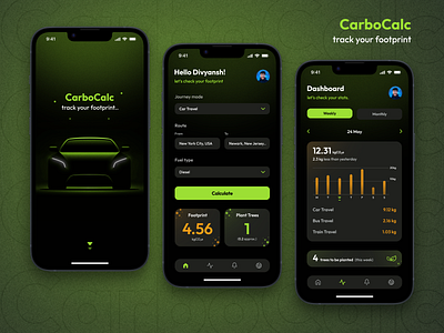 CarboCalc: Carbon Footprint Calculator app design designexploration ui