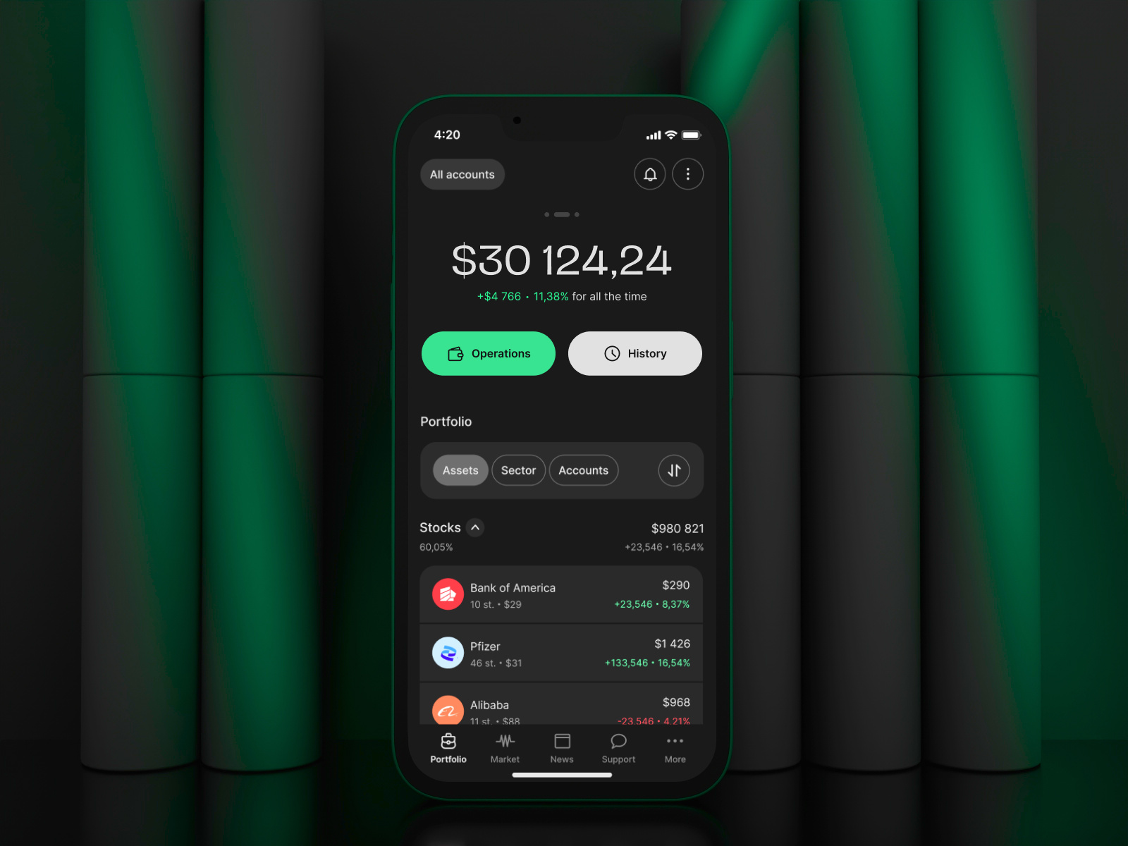 Investing app analytics android app app design balance bank app banking expend finance financial app invest investing ios app minimal mobile mobile app money transaction ui ux wallet