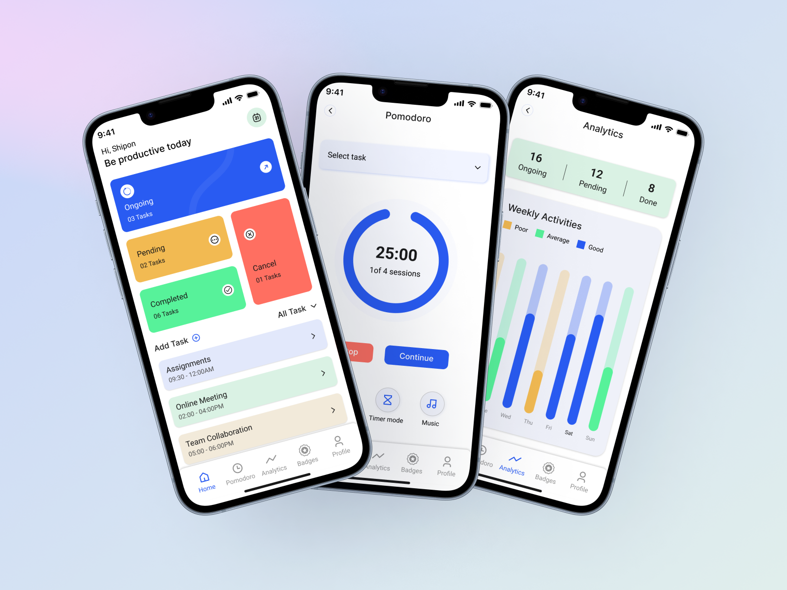 Time task management mobile app by Shipon Hossain on Dribbble