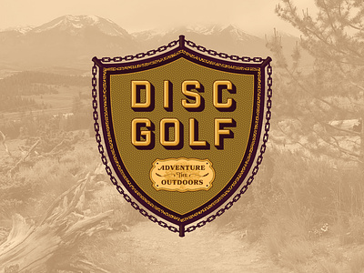 Disc Golf Outdoors Shield badge custom design disc golf landscape outdoors shield typography