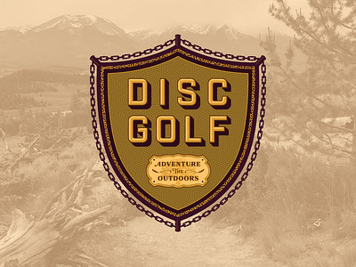 Disc Golf Outdoors Shield badge custom design disc golf landscape outdoors shield typography