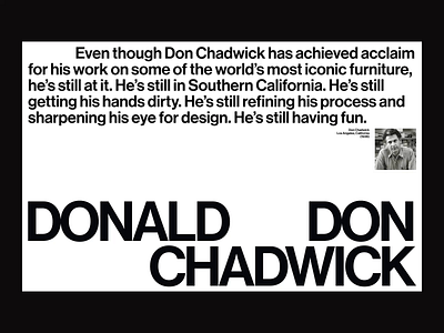 Don Chadwick brand branding clean desigm digital furniture grid layout minimal seiss typography