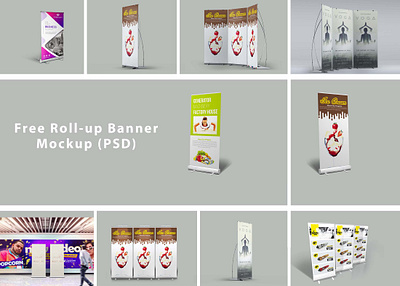 Free Roll-up Banner Mockup (PSD) download free freebies mockup roll up