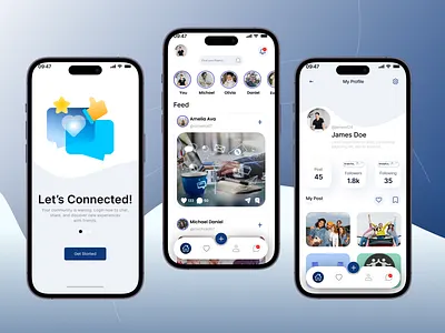 Social Media App Design app appdesign design figma figmadesign social ui uidesign ux
