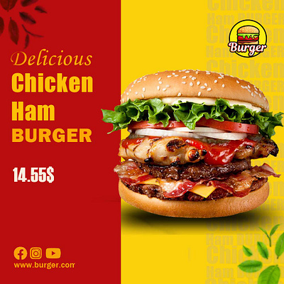 Food Banner branding burger post graphic design ham burger social media design typography visual design