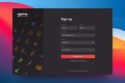 Sign Up | Game Artist Studio ai animation design ui web