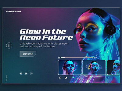 The Future of Beauty - Landing Page Design. fashion future fashion future make up graphic design landing page make up makeupdreams mockup mordern design neon amke up neon glow ui uiux web design