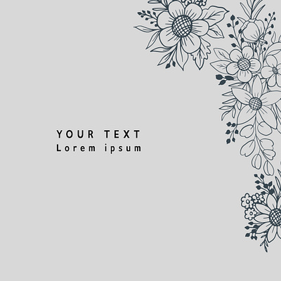 Floral flowers border seamless pattern in sketch style on white plant