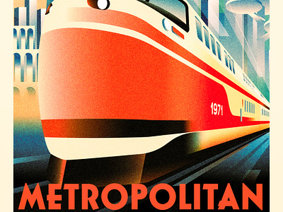 2024 Metropolitan Locomotive 1970s illustration locomotive retro retrofuturistic train vintage