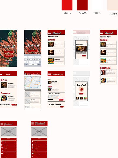 "Steak-Out" Prototype design food heroimage menu restaurants ui ux
