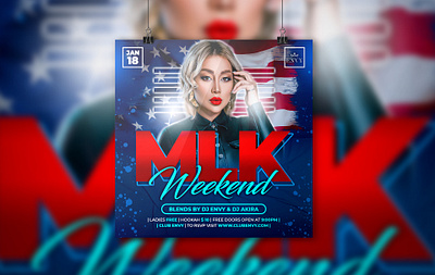 MLK Weekend Party Flyer after work party bash club flyer club party design girls night out ladies night mlk mlkday mlkparty mlkweekend neon neon party flyer