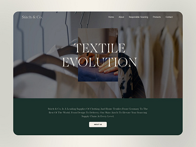 Landing Page | Stitch & Co. | Fashion and Textile Website apparel design ecommerce fashion landingpage modern landing page ui uidesign uiux ux web design website websites
