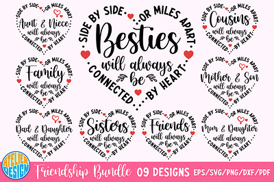 Best Friends Heart SVG Bundle Besties Family