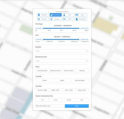 Real estate search filters branding design filters form search ui ux