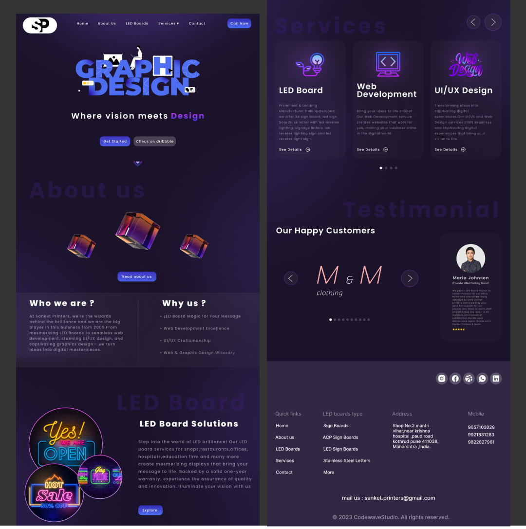 Sanket Printers Website Web Design figma graphic design led board ui uiux ux webdesign webdevelopment