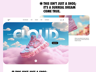 Nike Shoes Website Design cloud design landing page nike shot sneakers ui website