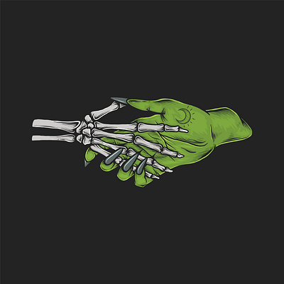 Skeleton Handshake With The Witch Illustration branding design digital illustration drawing graphic design handshake illustration logo logo design skeleton vector witch