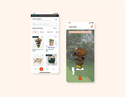 Garden app UI - Experience your dream garden in AR 3d ar experience design graphic design logo product design ui ux virtual reality vr