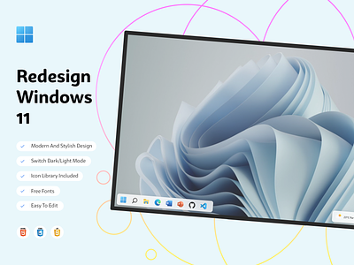Redesign Windows 11 css design frontend graphic design html illustration js mahdi rabiee os redesign redesign windows redesign windows 11 ui ux vector website windows windows 11