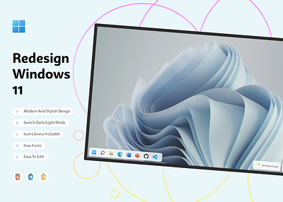 Redesign Windows 11 css design frontend graphic design html illustration js mahdi rabiee os redesign redesign windows redesign windows 11 ui ux vector website windows windows 11