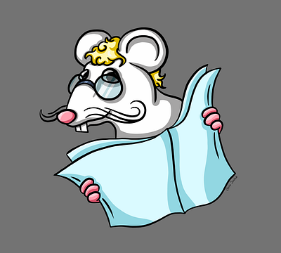 Rat 2d adobe illustrator animal blonde character comic curly cute design fauna freehand graphic tablet illustration mascot mustache newspaper rat read vector white