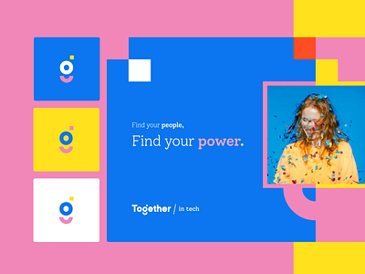 Together in tech Branding brand identity branding color block colorful geometric logo