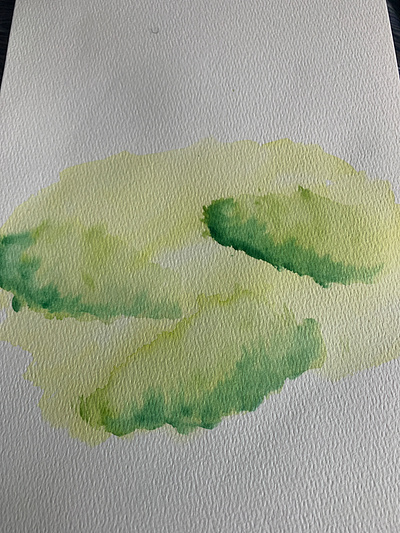 Green mono clouds watercolor