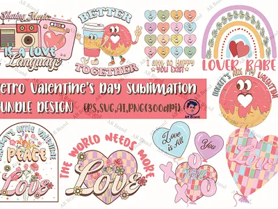 Retro Valentine’s Day Bundle Design graphic design illustration love designs valentine day valentines