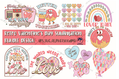 Retro Valentine’s Day Bundle Design graphic design illustration love designs valentine day valentines