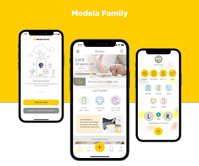 Medela Family App mobile ui