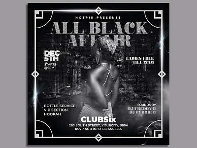 All Black Party Flyer Template rb