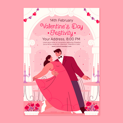 Valentine's Day Poster design flat graphic design illustration poster valentines day vector