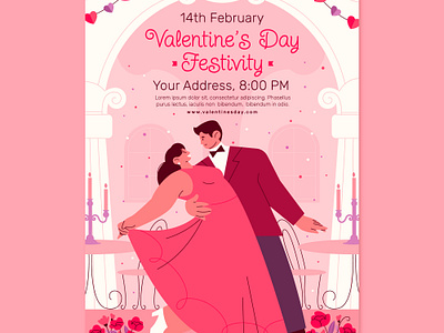 Valentine's Day Poster design flat graphic design illustration poster valentines day vector