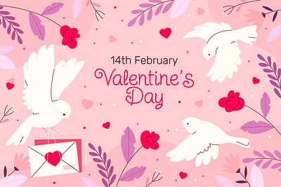 Valentine's Day background design flat graphic design illustration vector