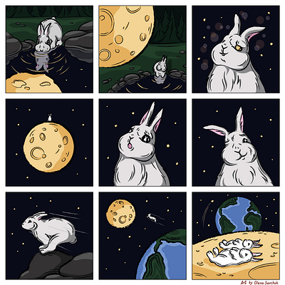 Is the moon too far away to even try? 2d achievement adobe illustrator animal comics dreams effort goal happiness illustration jump meeting month optimism purposefulness rabbit self belief space success vector