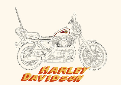 1993 Harley Davidson Sportster graphic design illustration logo