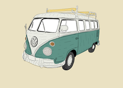 1962 Volkswagen Bus graphic design illustration vector