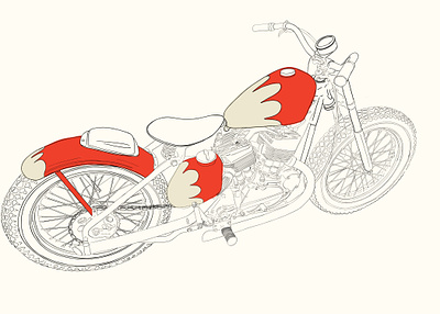 Model K Harley Davidson Chopper graphic design illustration motorcycle vector