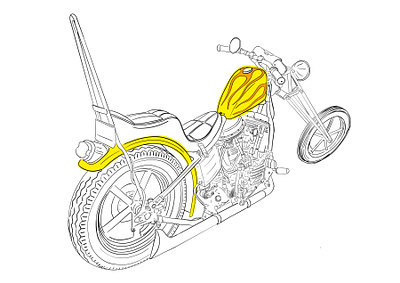 Raked out Panhead Chopper graphic design illustration motorcycle vector