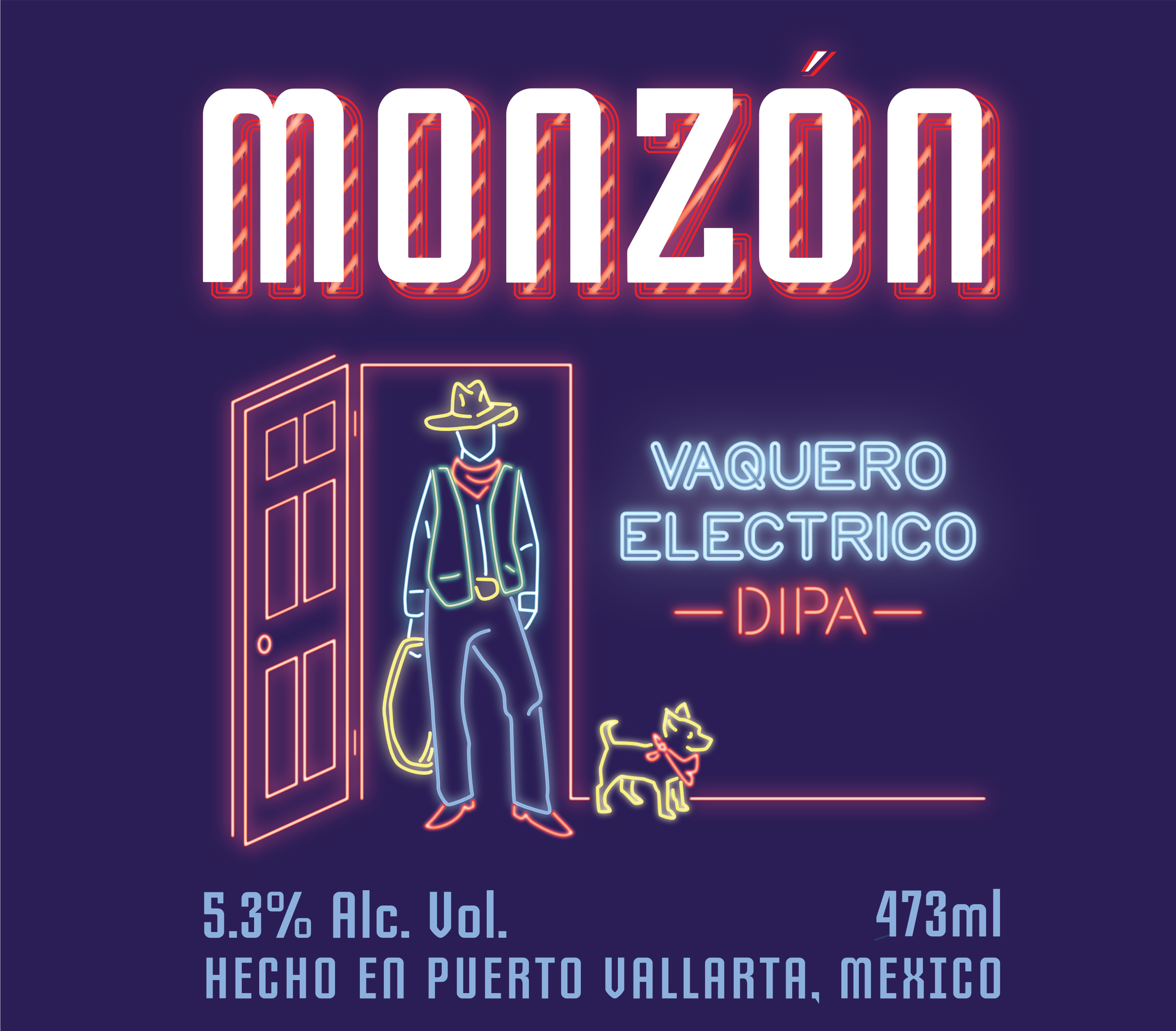 Vaquero Electrico (electric cowboy) beer can beer label can design can label design illustration label label design