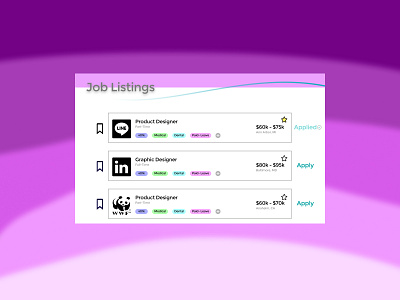 Daily UI Challenge #050 Job Lisiting 3d adobe animation branding color daily 100 daily challenge daily ui day 50 figma graphic design illustrator job job listing listing logo motion graphics purple ui ux