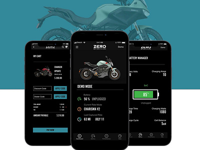 Zero Motorcycles Mobile App mobile ui